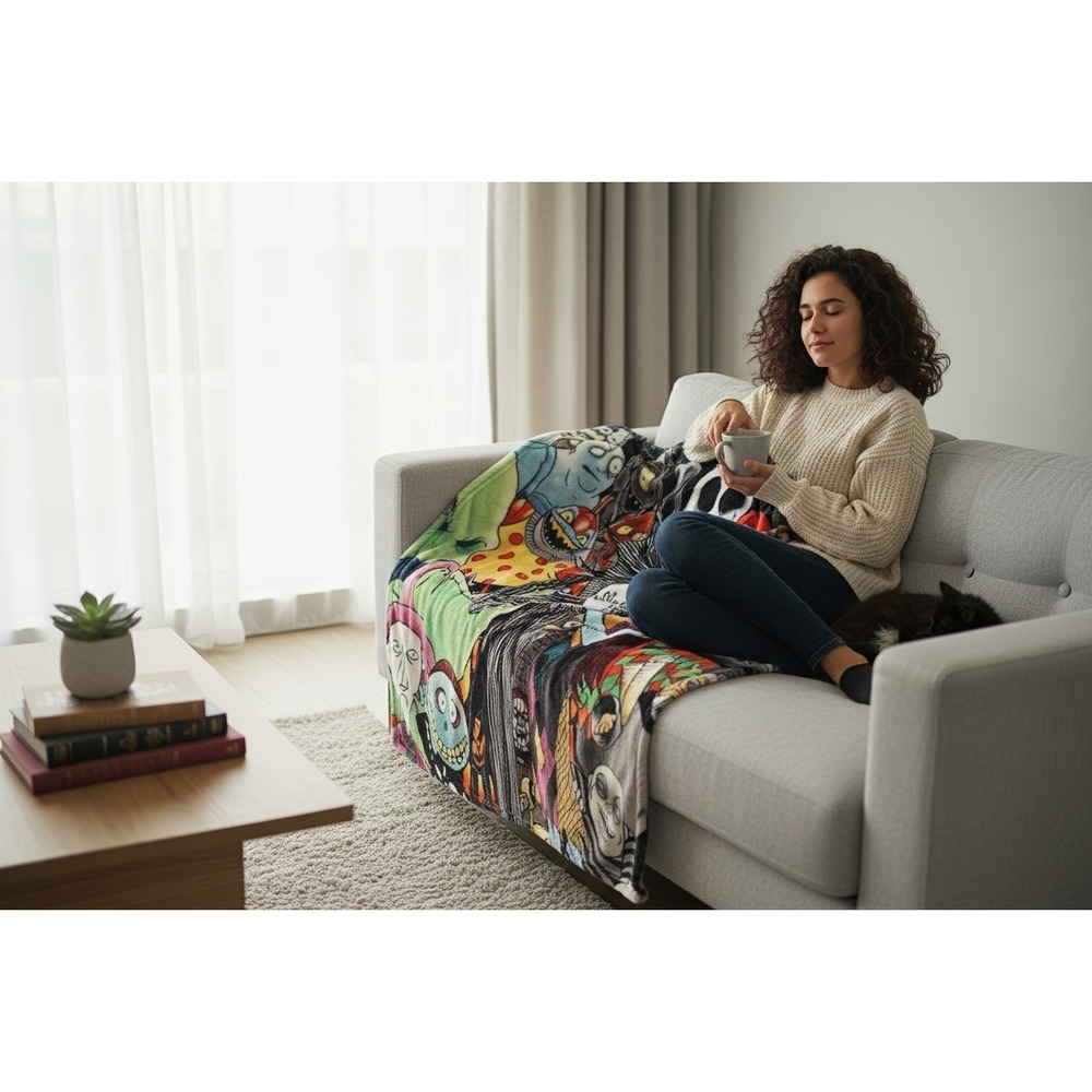 Disney Nightmare Before Christmas Throw Blanket Unisex Multi Very Good Jack - Picture 1 of 6